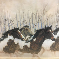 Running Horses Poster?, Wood Frame *gc, scratches, knicks
