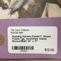 Running Horses Poster?, Wood Frame *gc, scratches, knicks
