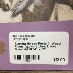 Running Horses Poster?, Wood Frame *gc, scratches, knicks