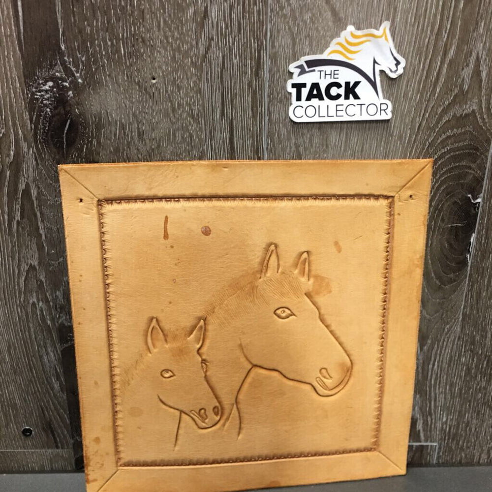 Leather Carved Horse Wall Art *vgc, stains