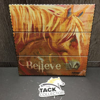 Wooden Sign "Believe" by Diane Whitehead, wood leg - post *vgc, mnr scratches & dirt?residue
