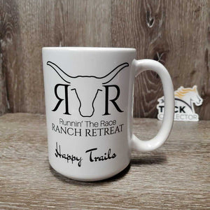 "Runnin' The Race" Ceramic Mug *vgc, clean, dusty, mnr stain