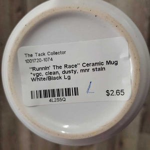"Runnin' The Race" Ceramic Mug *vgc, clean, dusty, mnr stain