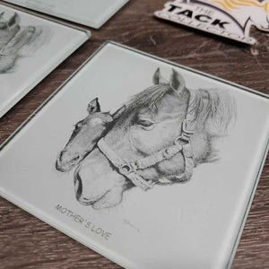 3 Glass "Mother's Love" Coasters *xc