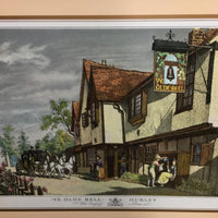 4 "Old English Inns" Table Placemat Set, Cork back, cardboard box base *xc, clean, broken box corners
