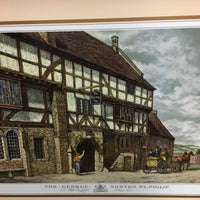 4 "Old English Inns" Table Placemat Set, Cork back, cardboard box base *xc, clean, broken box corners
