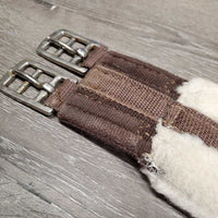 Thick Fleece?Wool Covered Girth, 1x Els *gc, clean, stains, hair, clumpy, older, TORN els, thin edges
