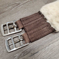 Thick Fleece?Wool Covered Girth, 1x Els *gc, clean, stains, hair, clumpy, older, TORN els, thin edges
