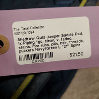 Quilt Jumper Saddle Pad, 1x Piping *gc, clean, v. faded, stains, mnr rubs, pills, hair, threads, puckers
