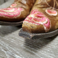 Pointy Toe Western Boots, embroidered flowers *vgc, clean, scraped/torn toe
