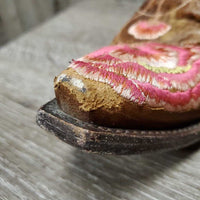 Pointy Toe Western Boots, embroidered flowers *vgc, clean, scraped/torn toe
