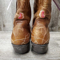 Pointy Toe Western Boots, embroidered flowers *vgc, clean, scraped/torn toe
