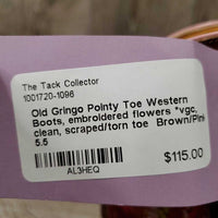 Pointy Toe Western Boots, embroidered flowers *vgc, clean, scraped/torn toe

