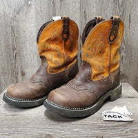 Short Western Boots, Round Toe *vgc/gc, dirty edges, stains, sm heel hole, toes: mnr faded & scuffs
