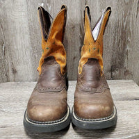 Short Western Boots, Round Toe *vgc/gc, dirty edges, stains, sm heel hole, toes: mnr faded & scuffs
