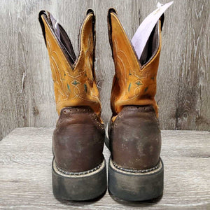 Short Western Boots, Round Toe *vgc/gc, dirty edges, stains, sm heel hole, toes: mnr faded & scuffs