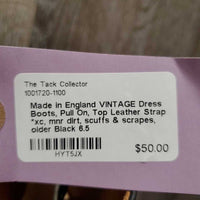 VINTAGE Dress Boots, Pull On, Top Leather Strap *xc, mnr dirt, scuffs & scrapes, older
