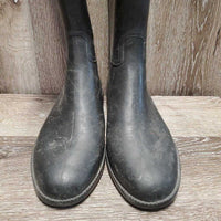 JUNIORS Tall Rubber Riding Boots *gc/fair, faded, peeling inside, residue, scratches & scrapes, v.rubbed heels
