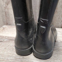 JUNIORS Tall Rubber Riding Boots *gc/fair, faded, peeling inside, residue, scratches & scrapes, v.rubbed heels