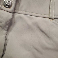 Euroseat Breeches *gc/fair, MISSING Button, seam puiuckers, stains, dingy, v.stained legs & seat

