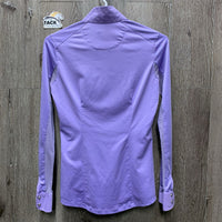LS Show Sun Shirt, 1/2 Snap up, snap collar, mesh sleeves *gc, mnr seam puckers, snags & undone seams-;;