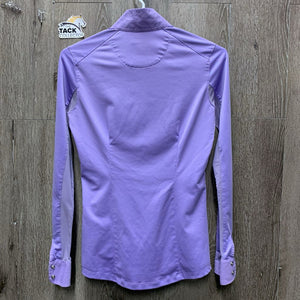 LS Show Sun Shirt, 1/2 Snap up, snap collar, mesh sleeves *gc, mnr seam puckers, snags & undone seams-;;