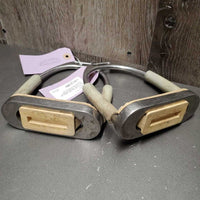 Pr Flexi Stirrup Irons, grips *gc, dirt, cracks, discolored, stiff, squeaky
