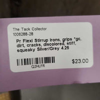 Pr Flexi Stirrup Irons, grips *gc, dirt, cracks, discolored, stiff, squeaky
