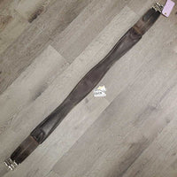 Padded Soft Leather Girth, 2x els *gc, gouges, dirt, hair, stretched els, older