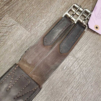 Padded Soft Leather Girth, 2x els *gc, gouges, dirt, hair, stretched els, older
