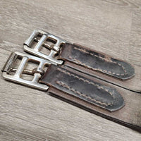 Padded Soft Leather Girth, 2x els *gc, gouges, dirt, hair, stretched els, older