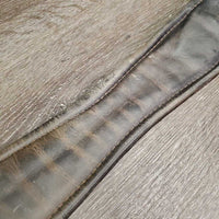 Padded Soft Leather Girth, 2x els *gc, gouges, dirt, hair, stretched els, older
