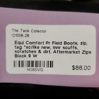 Pr Field Boots, zip, tag *xc/like new, mnr scuffs, scratches & dirt, Aftermarket Zips

