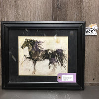 "Lepa Zena" by Marta G. Wiley Black Horse Print, Matted, Wood Frame *gc, dirty, dusty, dings
