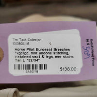 Euroseat Breeches *vgc/gc, mnr undone stitching, v.stained seat & legs, mnr stains
