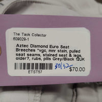 Euro Seat Breeches *vgc, mnr stain, pulled seat seams, stained seat & legs, older?, rubs, pills