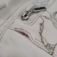 Euroseat Breeches *gc, curled inner waist, dingy, v.rubbed seat & waist, pills, mnr snags, stains & undone stitching