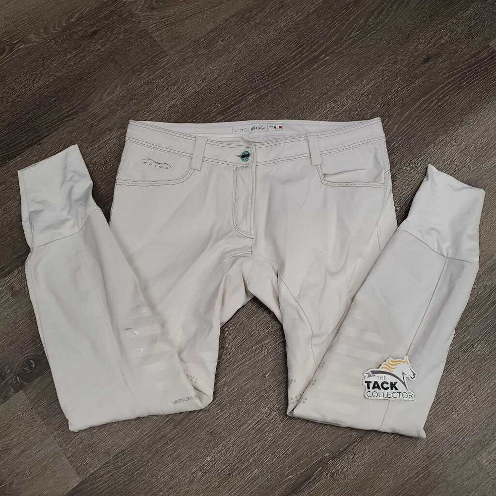 Euroseat Breeches *gc, curled inner waist, dingy, v.rubbed seat & waist, pills, mnr snags, stains & undone stitching