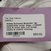 Euroseat Breeches *gc, curled inner waist, dingy, v.rubbed seat & waist, pills, mnr snags, stains & undone stitching