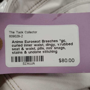 Euroseat Breeches *gc, curled inner waist, dingy, v.rubbed seat & waist, pills, mnr snags, stains & undone stitching