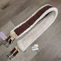 Nylon Web & Fleece Girth, 2x els, D Ring *vgc/gc, clean, clumpy, hairy, els: stretched & stained, edge rubs & thin spots
