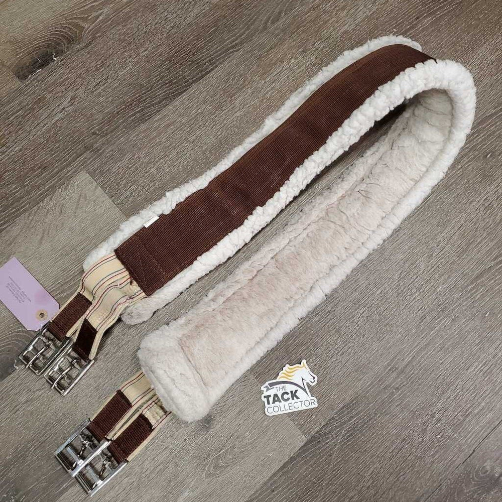 Nylon Web & Fleece Girth, 2x els, D Ring *vgc/gc, clean, clumpy, hairy, els: stretched & stained, edge rubs & thin spots