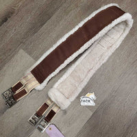 Nylon Web & Fleece Girth, 2x els, D Ring *vgc/gc, clean, clumpy, hairy, els: stretched & stained, edge rubs & thin spots