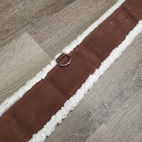 Nylon Web & Fleece Girth, 2x els, D Ring *vgc/gc, clean, clumpy, hairy, els: stretched & stained, edge rubs & thin spots
