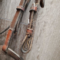 Rsd FS Bridle, Braided Reins *vgc, clean & mnr dirt, scraped edges, stiff, creases, rubs, dents
