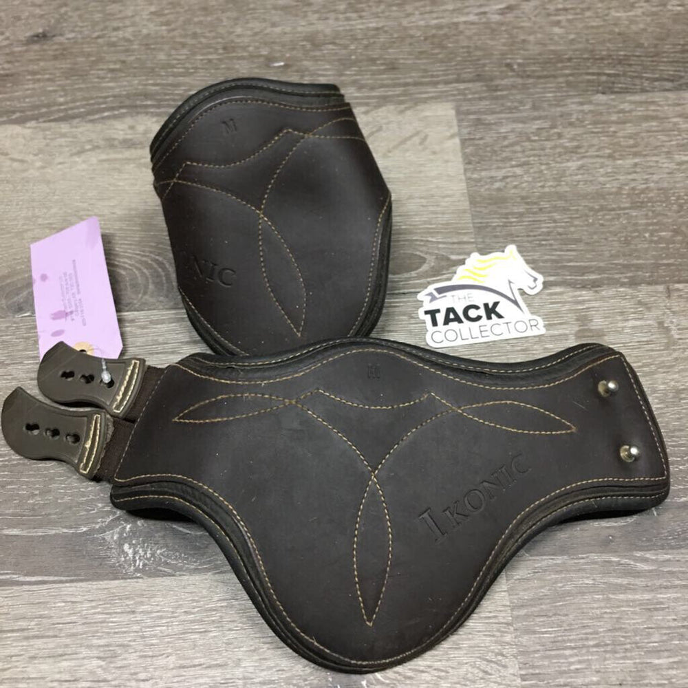 Soft Leather & Neoprene Hind Boots, tabs *gc, clean, sticky edges, lining: dirt, residue, rubs, loose