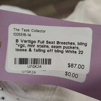 Full Seat Breeches, bling *vgc, mnr stains, seam puckers, loose & falling off bling