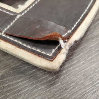Leather & Felt Head Bumper Poll Guard *gc, faded, rubs, scrapes, stains, dirt, loose stitching