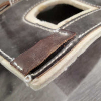 Leather & Felt Head Bumper Poll Guard *gc, faded, rubs, scrapes, stains, dirt, loose stitching
