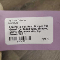 Leather & Felt Head Bumper Poll Guard *gc, faded, rubs, scrapes, stains, dirt, loose stitching